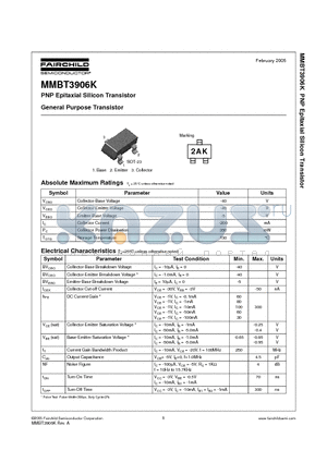 MMBT3906K datasheet - PNP Epitaxial Silicon Transistor