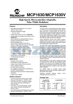 MCP1630 datasheet - High-Speed, Microcontroller-Adaptable, Pulse Width Modulator