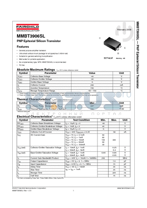 MMBT3906SL datasheet - PNP Epitaxial Silicon Transistor
