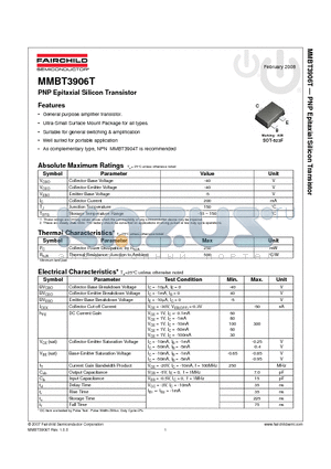 MMBT3906T datasheet - PNP Epitaxial Silicon Transistor