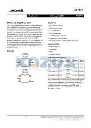 EL7630IWTZ-T7 datasheet - White LED Boost Regulator