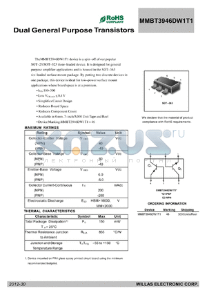MMBT3946DW1T1 datasheet - Dual General Purpose Transistors