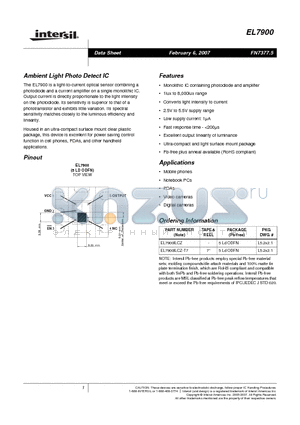 EL7900ILCZ datasheet - Ambient Light Photo Detect IC