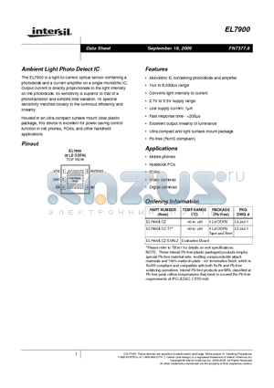 EL7900ILCZ datasheet - Ambient Light Photo Detect IC