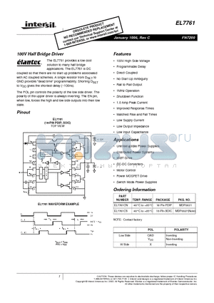 EL7761CS datasheet - 100V Half Bridge Driver