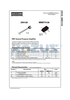 MMBT4126 datasheet - PNP General Purpose Amplifier