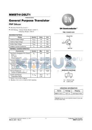 MMBT4126LT1 datasheet - General Purpose Transistor PNP Silicon