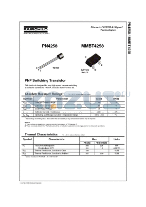 MMBT4258 datasheet - PNP Switching Transistor