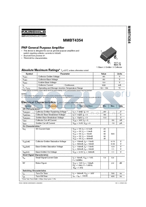 MMBT4354 datasheet - PNP General Purpose Amplifier