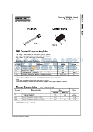 MMBT4355 datasheet - PNP General Purpose Amplifier