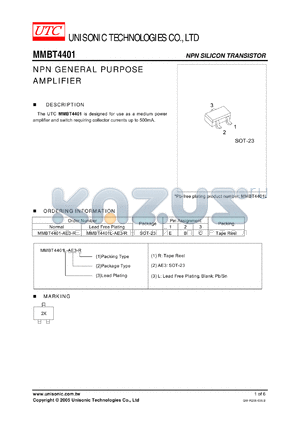 MMBT4401 datasheet - NPN GENERAL PURPOSE AMPLIFIER