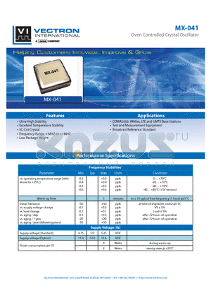 MX-041 datasheet - Oven Controlled Crystal Oscillator