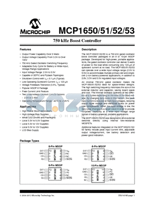 MCP1652 datasheet - 750 kHz Boost Controller