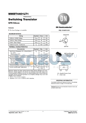 MMBT4401LT1 datasheet - Switching Transistor(NPN Silicon)