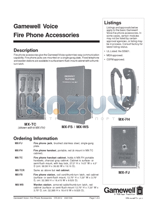 MX-TCR datasheet - Fire Phone Accessories