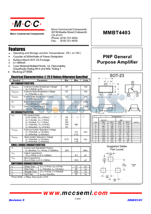MMBT4403 datasheet - NPN General Purpose Amplifier