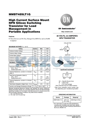 MMBT489LT1G datasheet - High Current Surface Mount NPN Silicon Switching Transistor