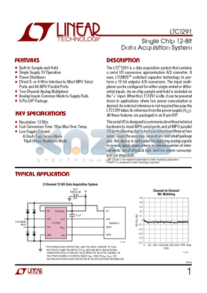 LTC1291BCN8 datasheet - Single Chip 12-Bit Data Acquisition System