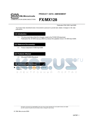 MX128 datasheet - The Product Data Amendment series of documents