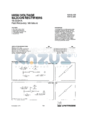 MX15-200 datasheet - HIGH VOLTAGE SILICON RECTIFIERS