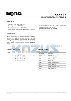 MX171MC datasheet - AMPLITUDE TYPE AUTO FOCUS IC