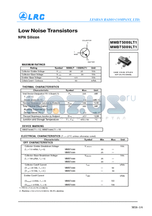 MMBT5088LT1 datasheet - Low Noise Transistors(NPN Silicon)