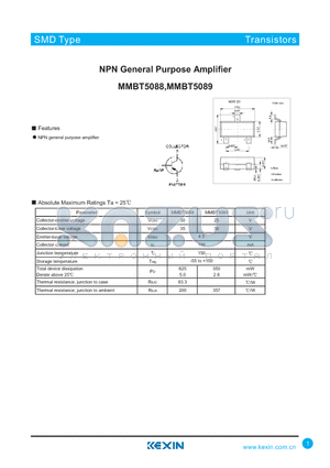 MMBT5089 datasheet - NPN General Purpose Amplifier