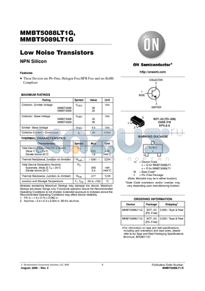 MMBT5089LT1G datasheet - Low Noise Transistors NPN Silicon