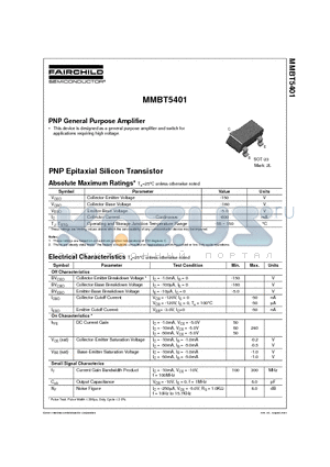 MMBT5401 datasheet - PNP General Purpose Amplifier