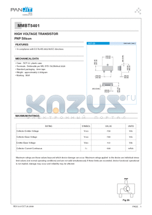 MMBT5401 datasheet - HIGH VOLTAGE TRANSISTOR