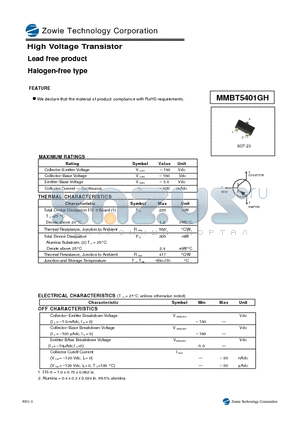 MMBT5401GH datasheet - High Voltage Transistor