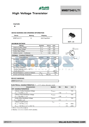 MMBT5401LT1 datasheet - High Voltage Transistor