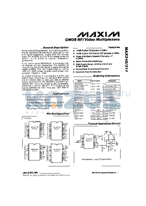 MAX310MJE datasheet - CMOS RF/Video Multiplexers