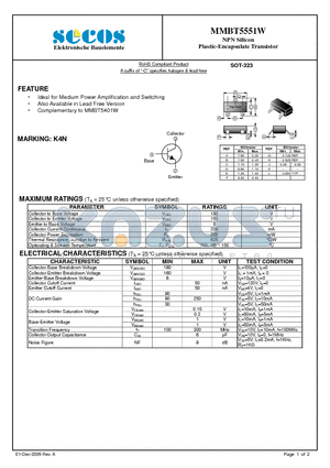 MMBT5551W datasheet - Plastic-Encapsulate Transistor