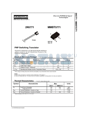 MMBT5771 datasheet - PNP Switching Transistor