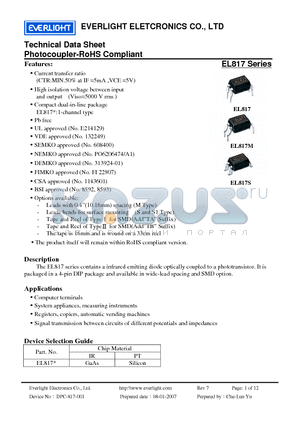 EL817_07 datasheet - Photocoupler-RoHS Compliant