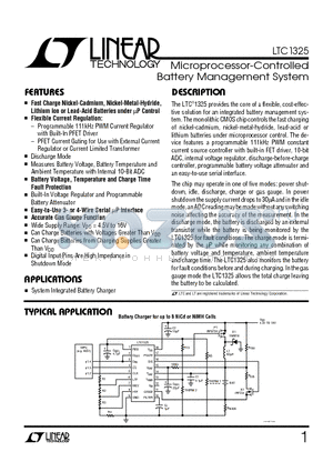 LTC1325CN datasheet - Microprocessor-Controlled Battery Management System