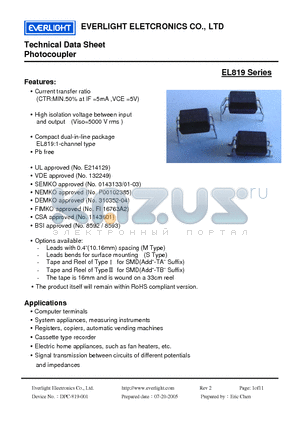 EL819 datasheet - Photocoupler