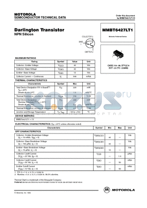 MMBT6427LT1 datasheet - Darlington Transistor