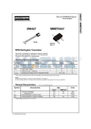 MMBT6427 datasheet - NPN Darlington Transistor