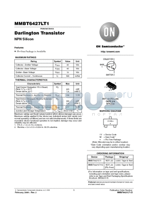 MMBT6427LT1G datasheet - Darlington Transistor NPN Silicon