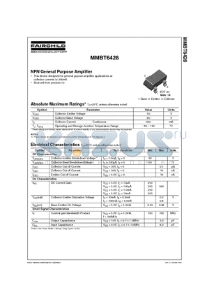 MMBT6428 datasheet - NPN General Purpose Amplifier