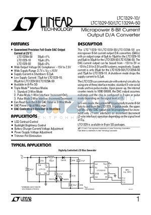 LTC1329-50 datasheet - Micropower 8-Bit Current Output D/A Converter