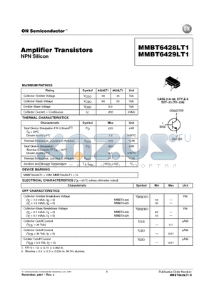 MMBT6428LT1 datasheet - Amplifier Transistors(NPN Silicon)