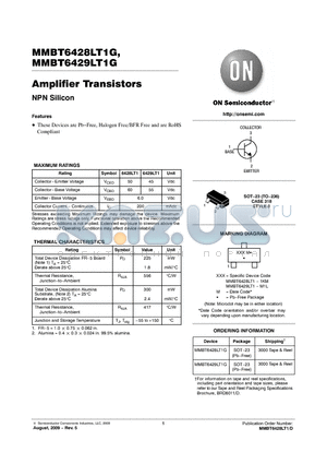 MMBT6428LT1G datasheet - Amplifier Transistors