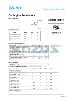 MMBT6472LT1 datasheet - Darlington Transistors(NPN Silicon)