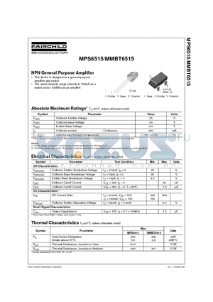 MMBT6515 datasheet - NPN General Purpose Amplifier