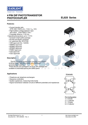 EL825 datasheet - 4 PIN DIP PHOTOTRANSISTOR