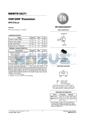 MMBT918LT1 datasheet - VHF/UHF Transistor NPN Silicon