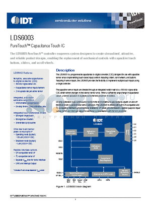 LDS6003 datasheet - PureTouch Capacitance Touch IC